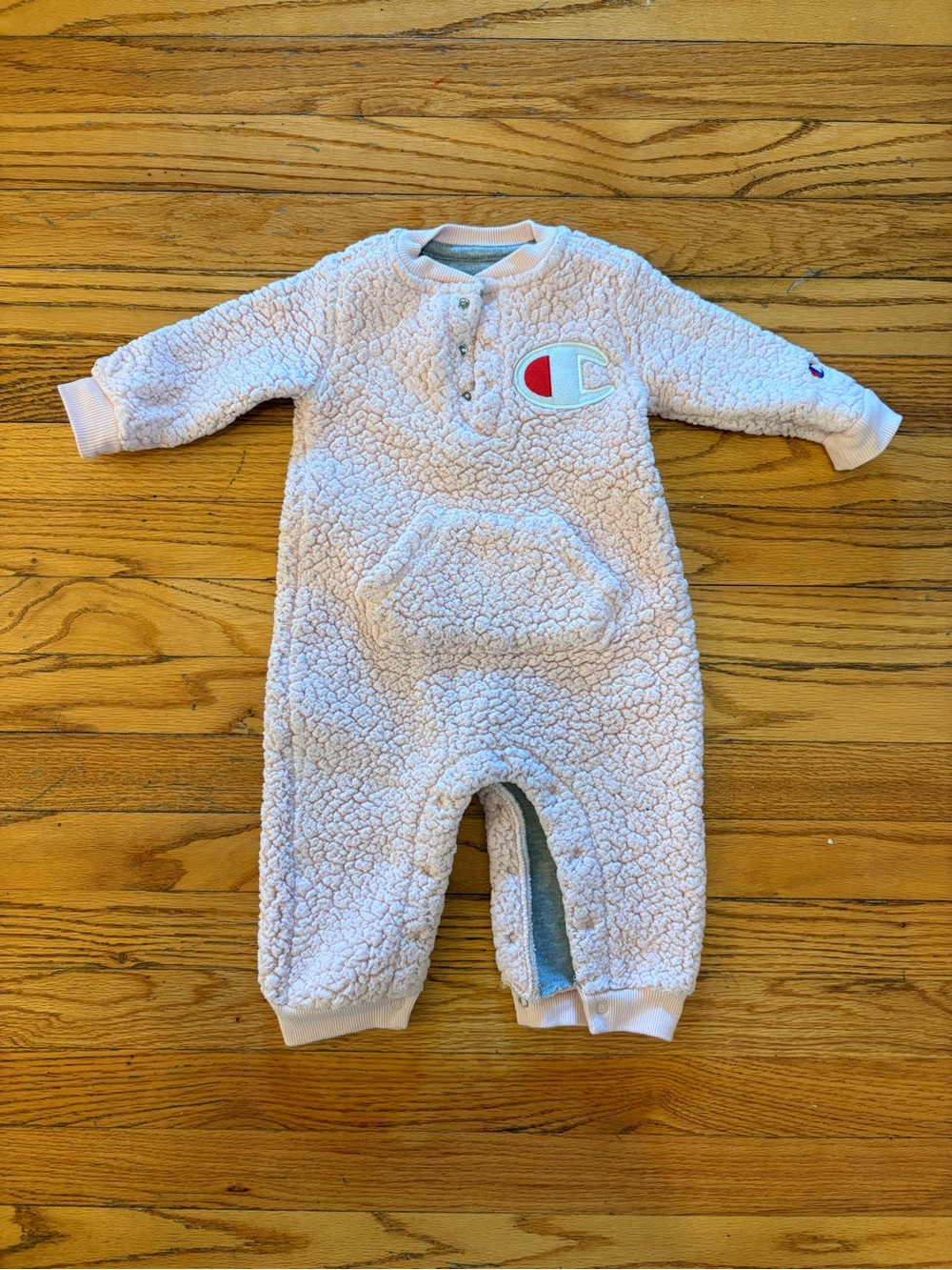 Champion Plush Sherpa Baby One-Piece in Light Pink